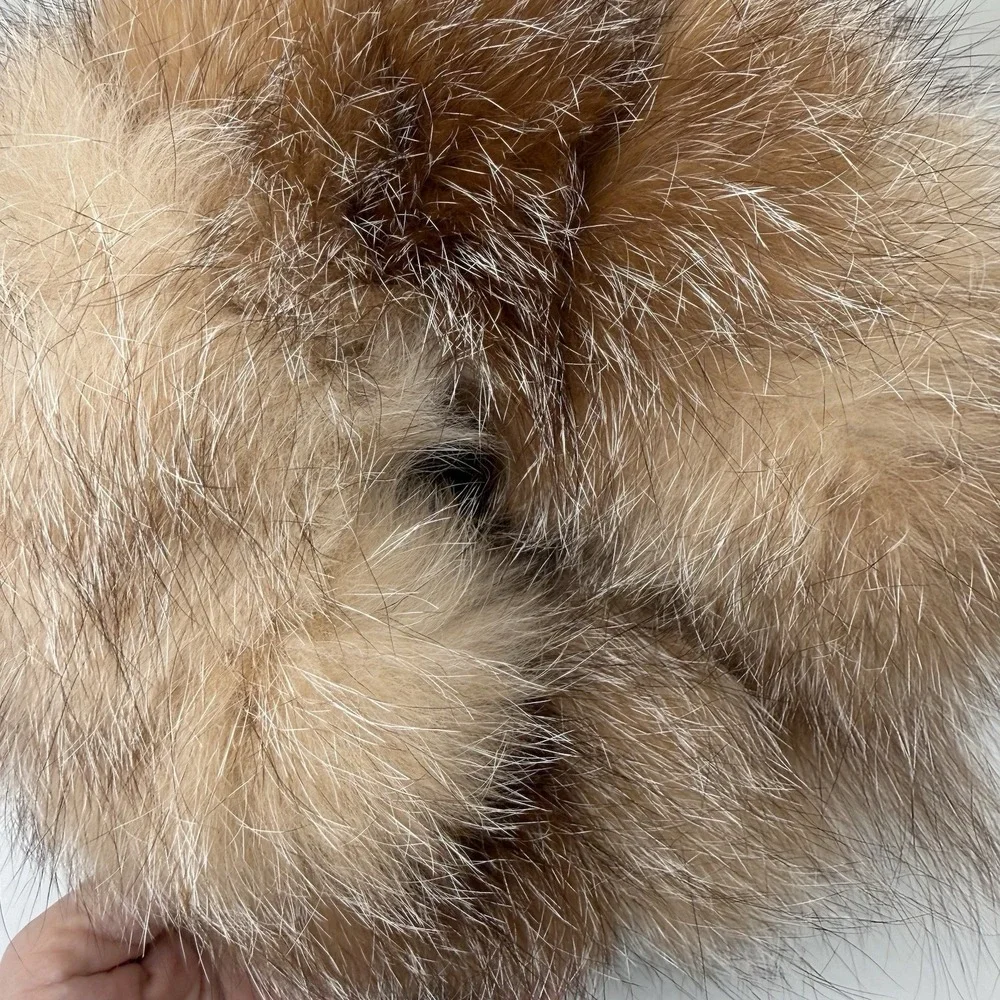 Fur Womens Hand Muff Hand Warmer Braided Wrist Strap Inside Zippered Pocket